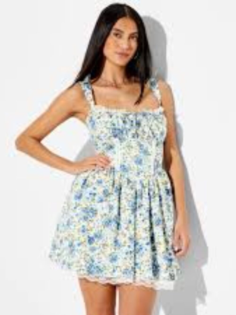 Wild Fable NWT White Blue Floral Romantic Lace Dress Size Large